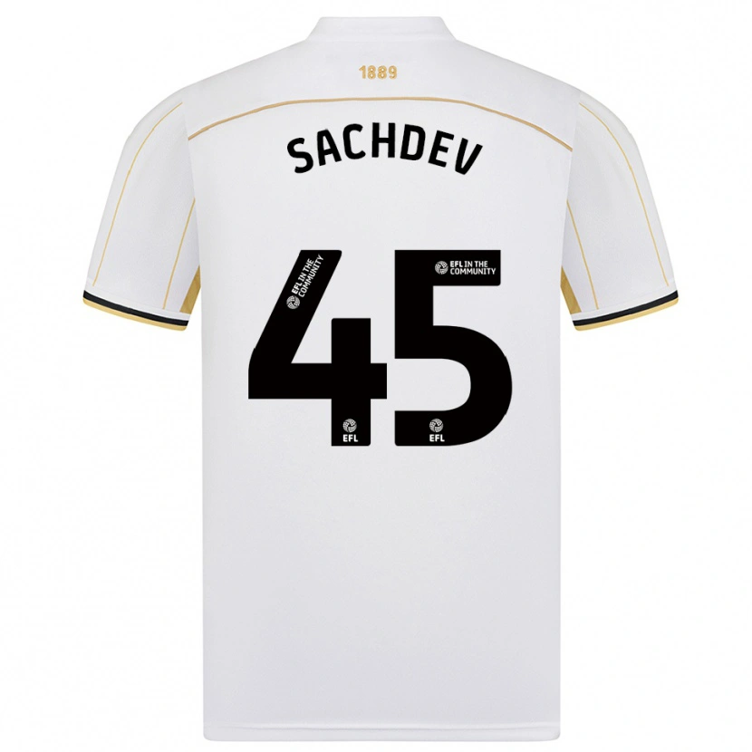 Danxen Hombre Camiseta Sai Sachdev #45 Blanco Oro 2ª Equipación 2025/26 La Camisa
