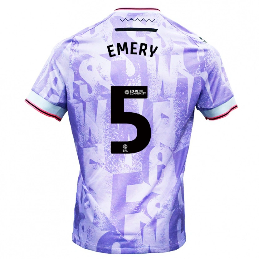 Danxen Hombre Camiseta Joe Emery #5 Lila Blanco 2ª Equipación 2025/26 La Camisa