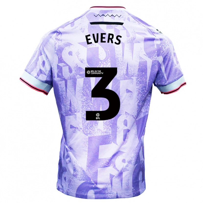 Danxen Hombre Camiseta Harry Evers #3 Lila Blanco 2ª Equipación 2025/26 La Camisa