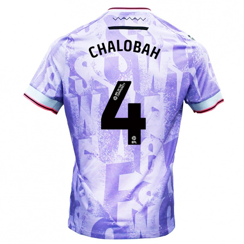 Danxen Hombre Camiseta Nathaniel Chalobah #4 Lila Blanco 2ª Equipación 2025/26 La Camisa