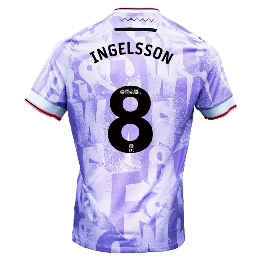 Danxen Hombre Camiseta Svante Ingelsson #8 Lila Blanco 2ª Equipación 2025/26 La Camisa