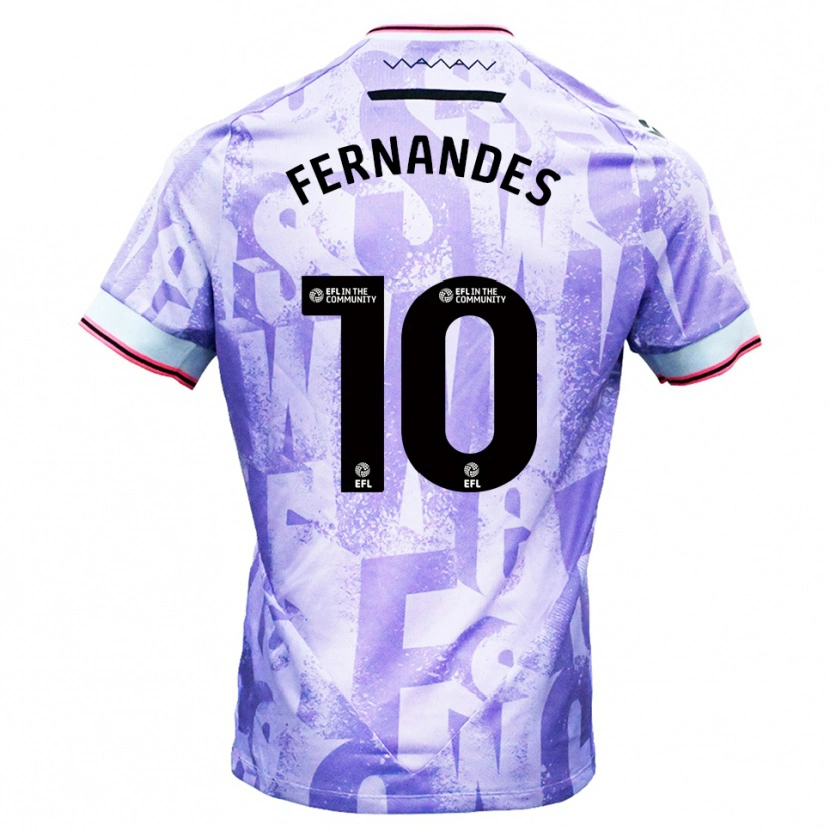 Danxen Hombre Camiseta Bruno Fernandes #10 Lila Blanco 2ª Equipación 2025/26 La Camisa