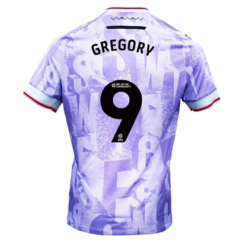 Danxen Hombre Camiseta Lee Gregory #9 Lila Blanco 2ª Equipación 2025/26 La Camisa