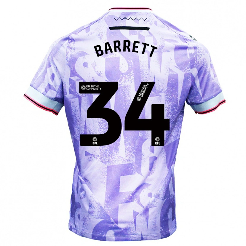 Danxen Hombre Camiseta Killian Barrett #34 Lila Blanco 2ª Equipación 2025/26 La Camisa