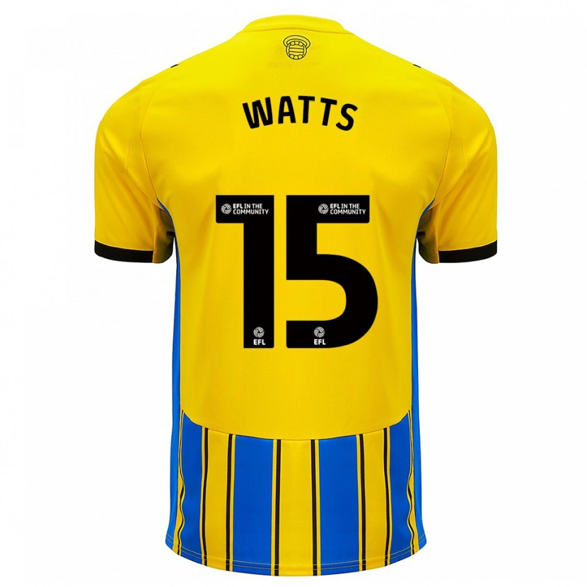 Danxen Hombre Camiseta Harry Watts #15 Azul Amarillo 2ª Equipación 2025/26 La Camisa