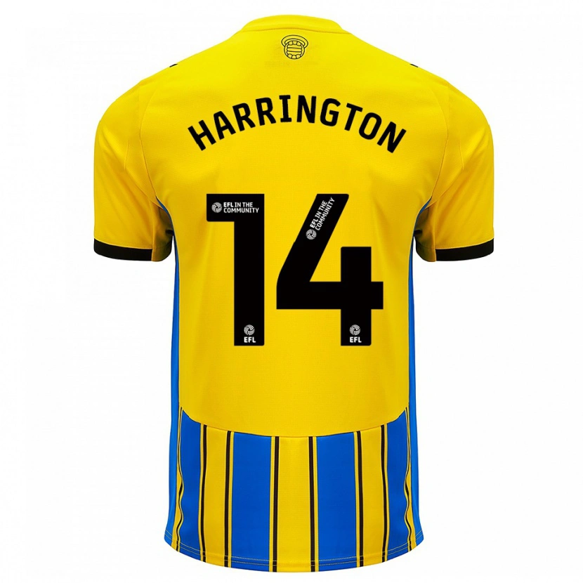 Danxen Hombre Camiseta Harry Harrington #14 Azul Amarillo 2ª Equipación 2025/26 La Camisa