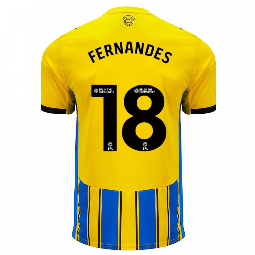 Danxen Hombre Camiseta Mateus Fernandes #18 Azul Amarillo 2ª Equipación 2025/26 La Camisa