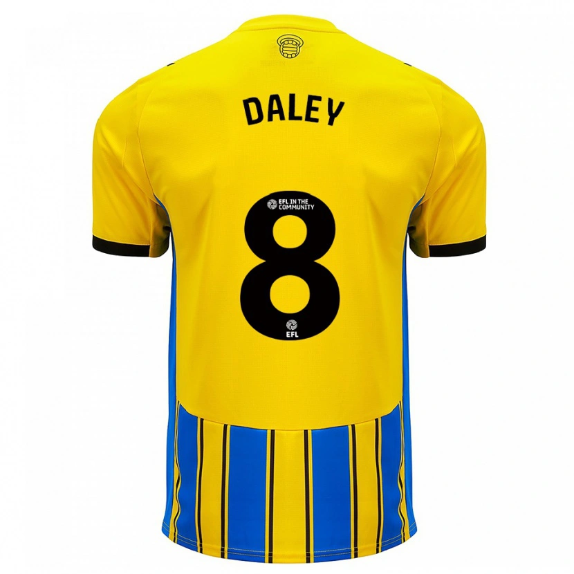 Danxen Hombre Camiseta Aston Daley #8 Azul Amarillo 2ª Equipación 2025/26 La Camisa
