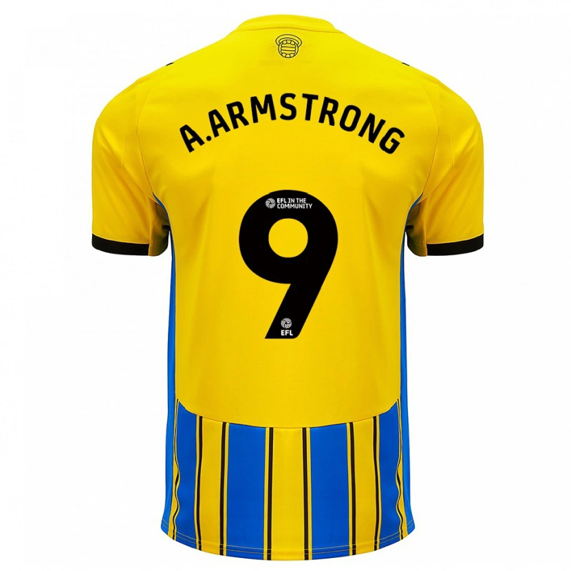 Danxen Hombre Camiseta Adam Armstrong #9 Azul Amarillo 2ª Equipación 2025/26 La Camisa