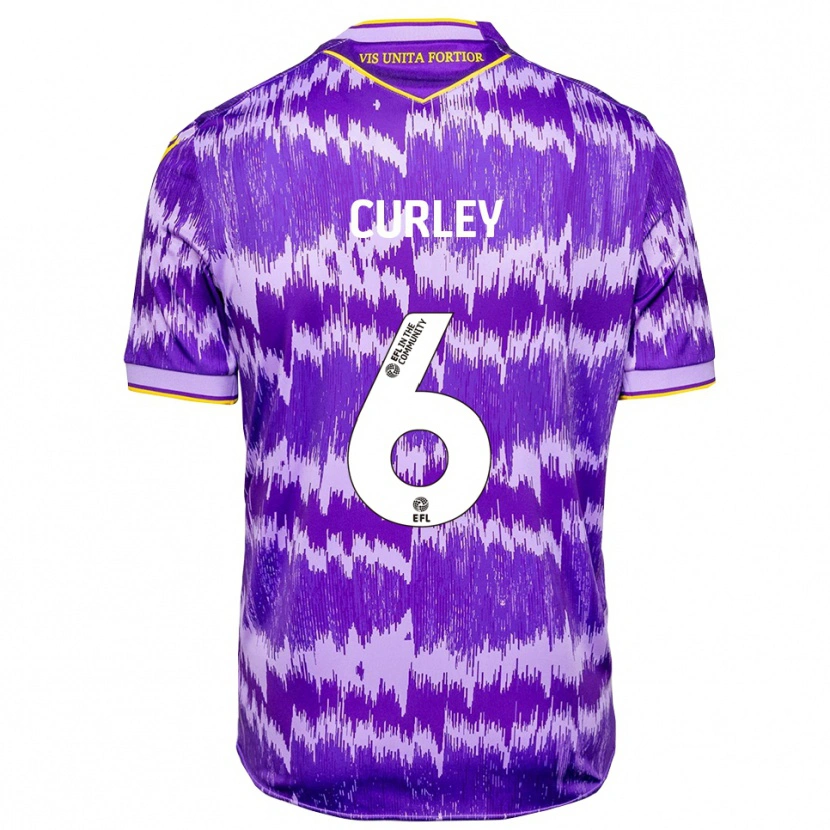 Danxen Hombre Camiseta Ruben Curley #6 Púrpura Amarillo 2ª Equipación 2025/26 La Camisa