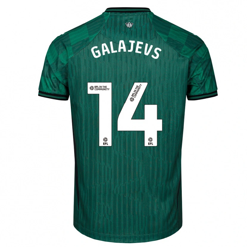 Danxen Hombre Camiseta Marats Galajevs #14 Verde Negro 2ª Equipación 2025/26 La Camisa