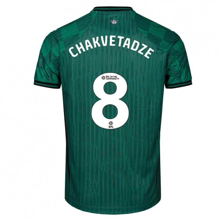 Danxen Hombre Camiseta Giorgi Chakvetadze #8 Verde Negro 2ª Equipación 2025/26 La Camisa