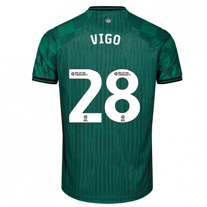 Danxen Hombre Camiseta Francesca Vigo #28 Verde Negro 2ª Equipación 2025/26 La Camisa