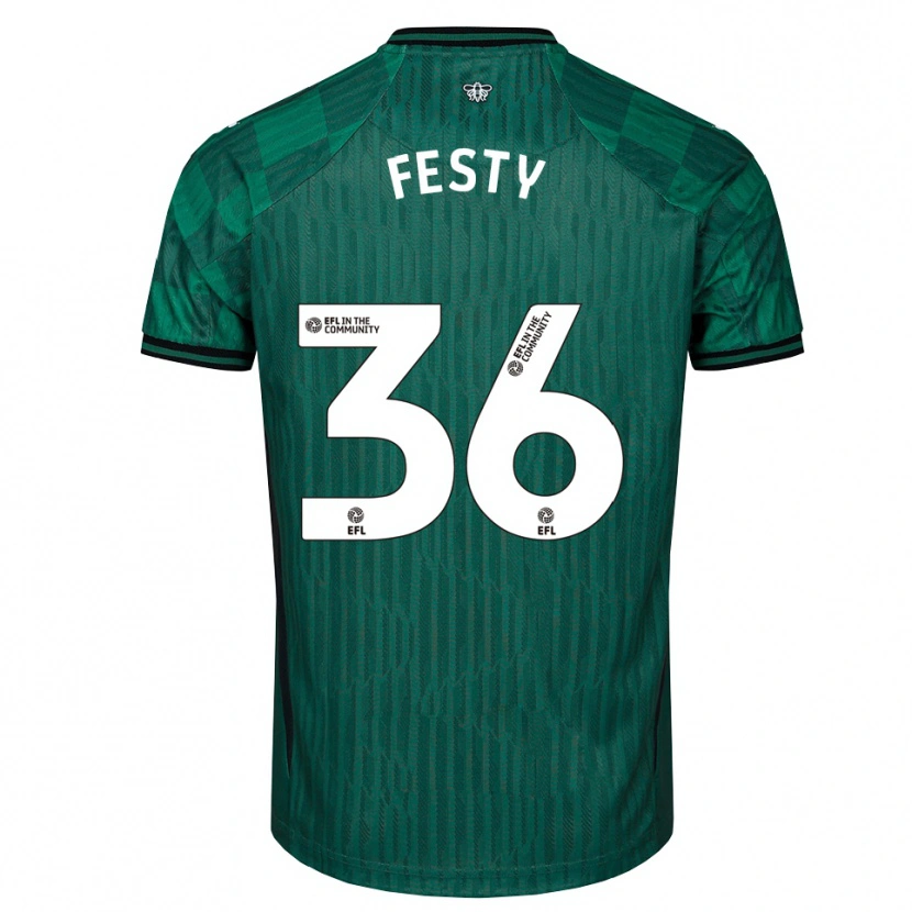 Danxen Hombre Camiseta Festy Ebosele #36 Verde Negro 2ª Equipación 2025/26 La Camisa