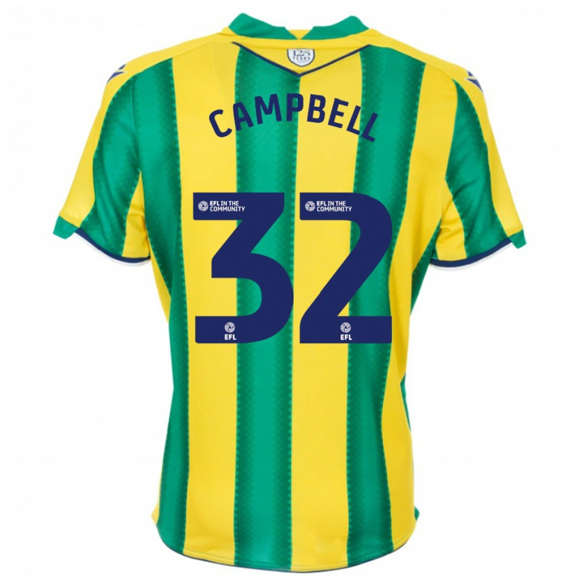 Danxen Hombre Camiseta George Campbell #32 Amarillo Verde 2ª Equipación 2025/26 La Camisa
