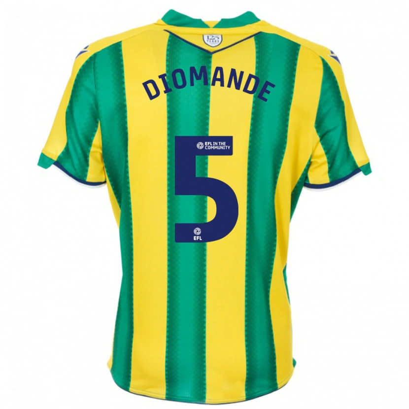 Danxen Hombre Camiseta Muhamed Diomande #5 Amarillo Verde 2ª Equipación 2025/26 La Camisa