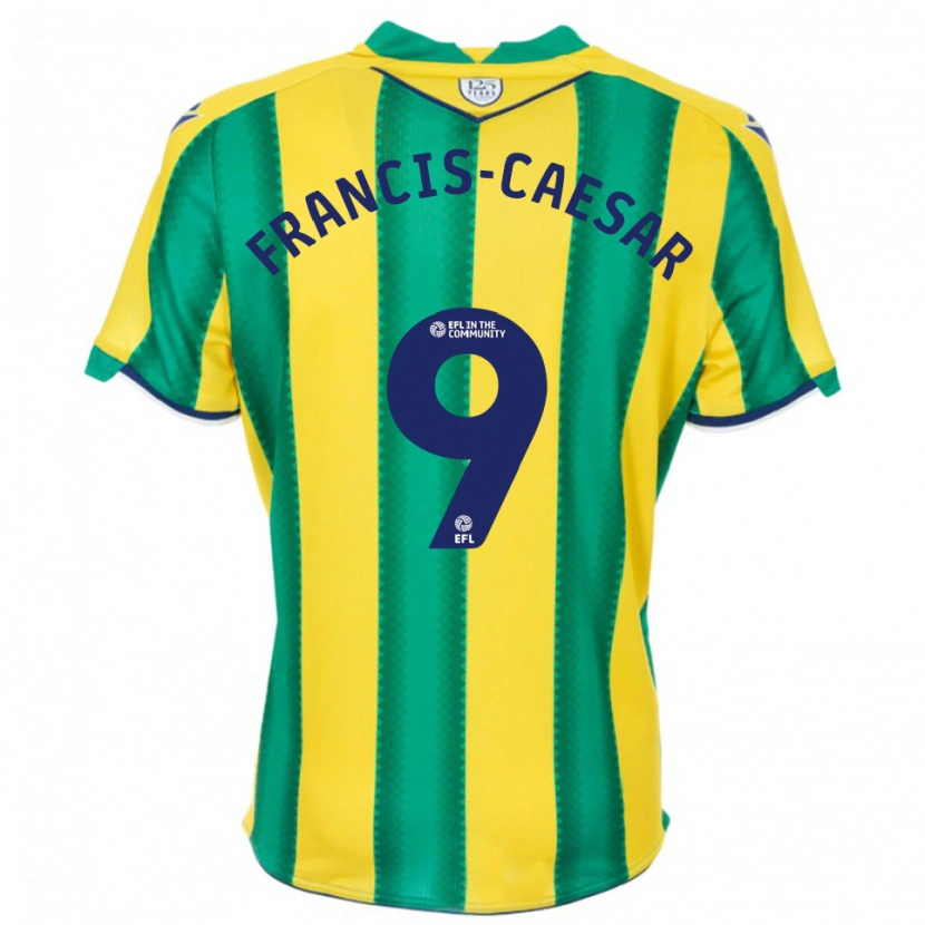 Danxen Hombre Camiseta Jaiden Francis-Caesar #9 Amarillo Verde 2ª Equipación 2025/26 La Camisa