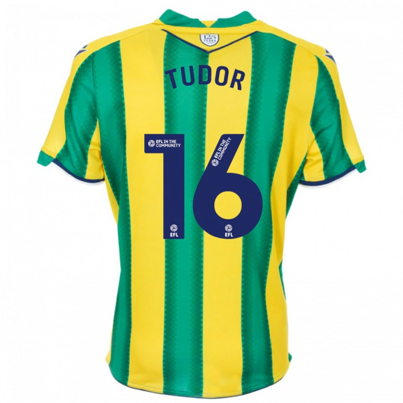 Danxen Hombre Camiseta Sophie Tudor #16 Amarillo Verde 2ª Equipación 2025/26 La Camisa