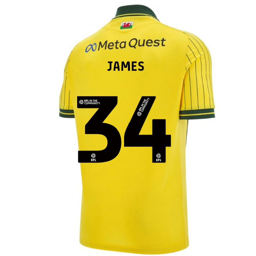 Danxen Hombre Camiseta Aaron James #34 Amarillo Verde 2ª Equipación 2025/26 La Camisa