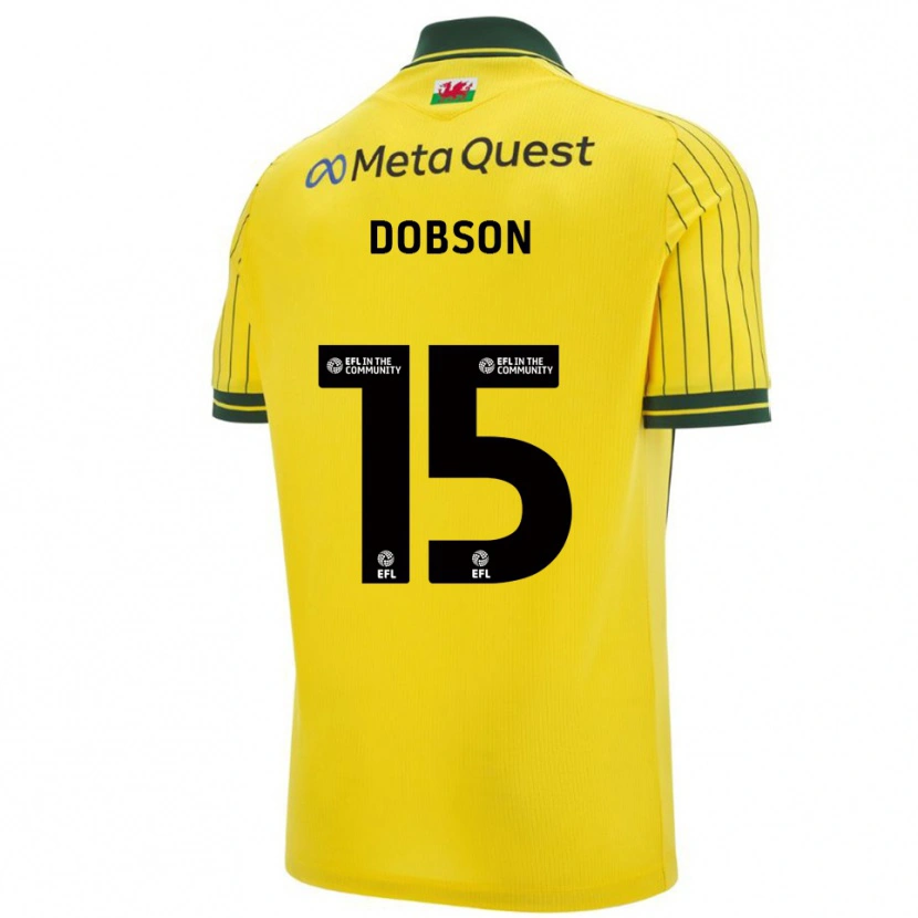 Danxen Hombre Camiseta George Dobson #15 Amarillo Verde 2ª Equipación 2025/26 La Camisa