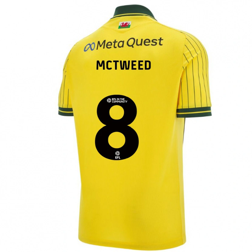 Danxen Hombre Camiseta Oliver Mctweed #8 Amarillo Verde 2ª Equipación 2025/26 La Camisa