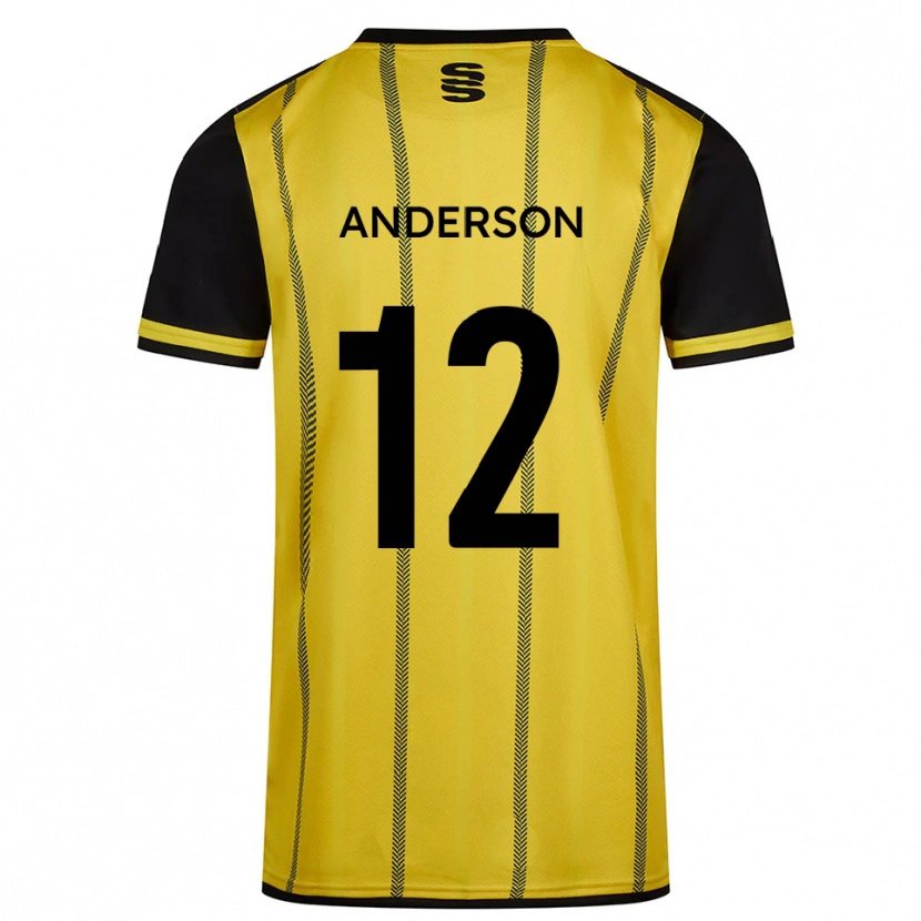 Danxen Hombre Camiseta Zea Anderson #12 Amarillo Negro 2ª Equipación 2025/26 La Camisa