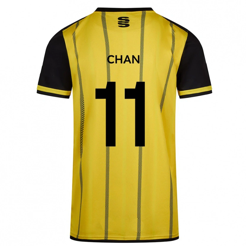Danxen Hombre Camiseta Karri Chan #11 Amarillo Negro 2ª Equipación 2025/26 La Camisa