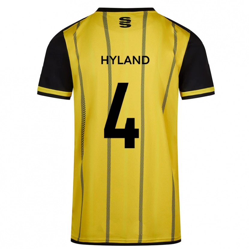 Danxen Hombre Camiseta Mia Hyland #4 Amarillo Negro 2ª Equipación 2025/26 La Camisa