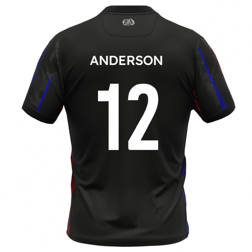 Danxen Hombre Camiseta Keane Anderson #12 Negro Rojo 2ª Equipación 2025/26 La Camisa