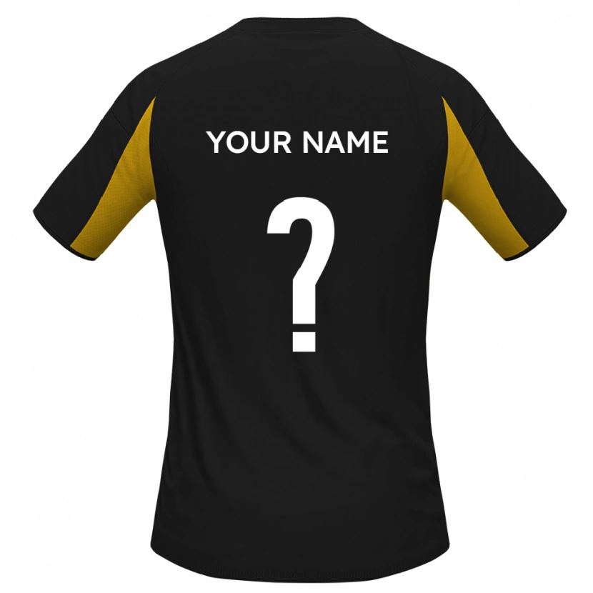 Danxen Hombre Camiseta Su Nombre #0 Negro Amarillo 2ª Equipación 2025/26 La Camisa