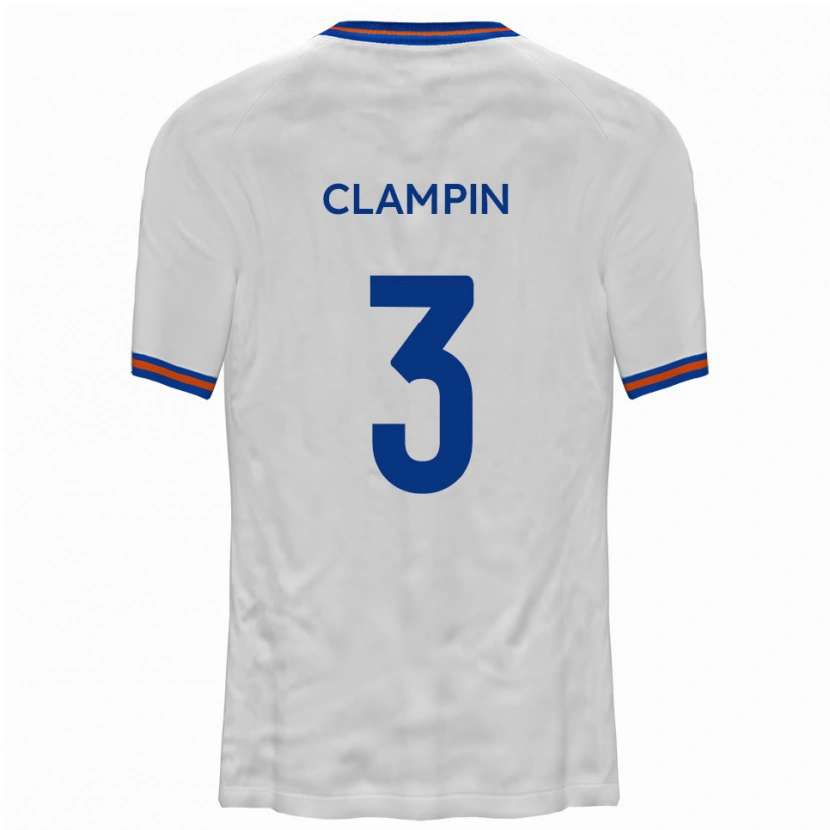 Danxen Hombre Camiseta Ryan Clampin #3 Blanco Azul 2ª Equipación 2025/26 La Camisa
