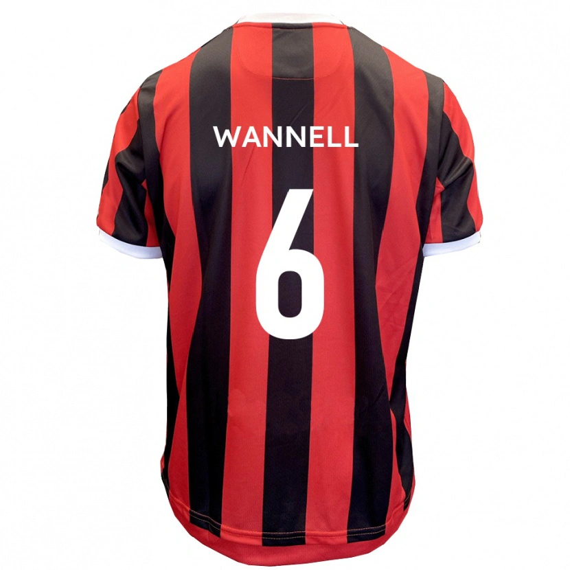 Danxen Hombre Camiseta Jake Wannell #6 Rojo Negro 2ª Equipación 2025/26 La Camisa
