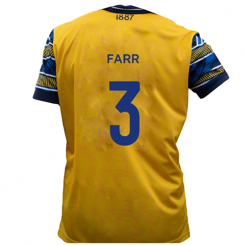 Danxen Hombre Camiseta Jacob Farr #3 Amarillo Negro 2ª Equipación 2025/26 La Camisa