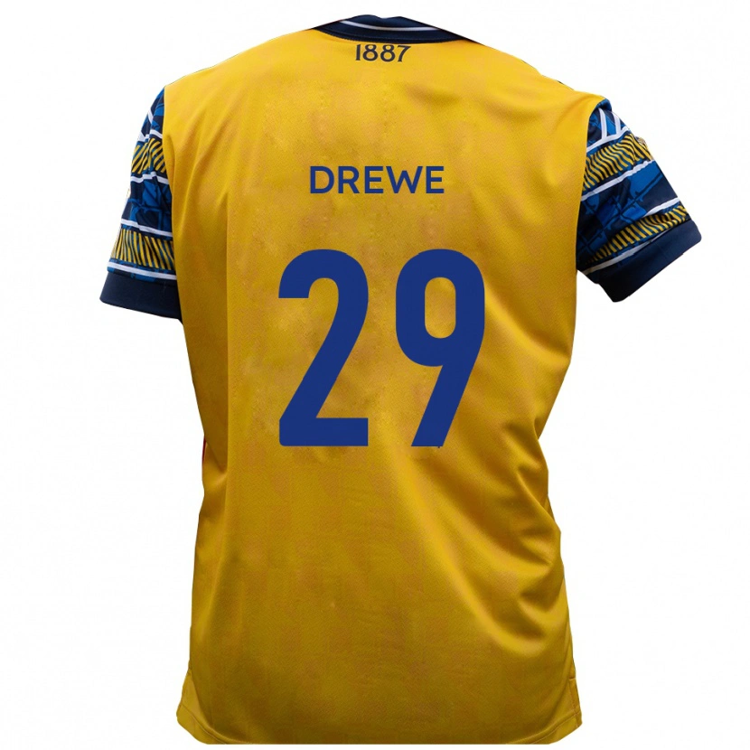 Danxen Hombre Camiseta Aaron Drewe #29 Amarillo Negro 2ª Equipación 2025/26 La Camisa