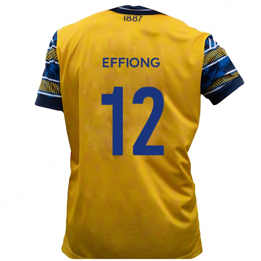 Danxen Hombre Camiseta Inih Effiong #12 Amarillo Negro 2ª Equipación 2025/26 La Camisa