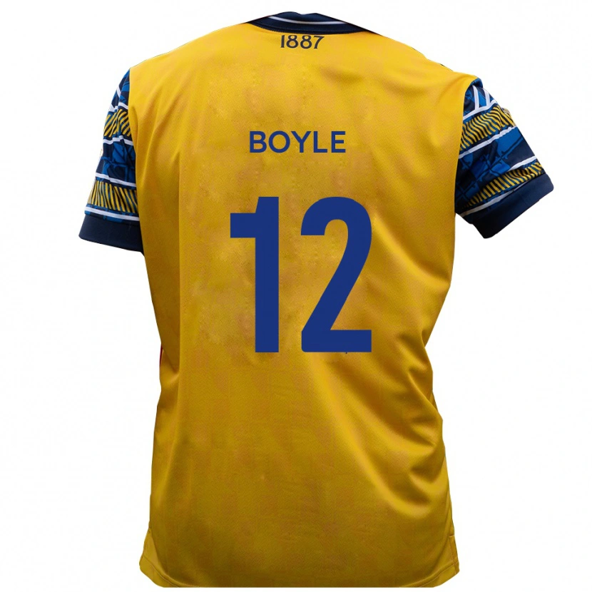 Danxen Hombre Camiseta Louie Boyle #12 Amarillo Negro 2ª Equipación 2025/26 La Camisa