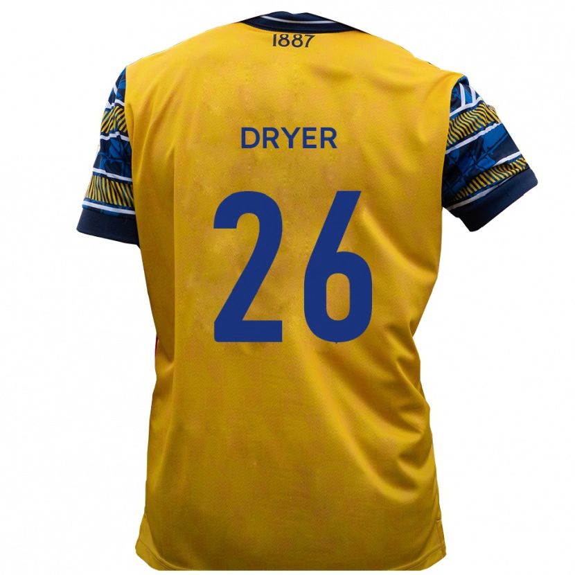 Danxen Hombre Camiseta Tom Dryer #26 Amarillo Negro 2ª Equipación 2025/26 La Camisa