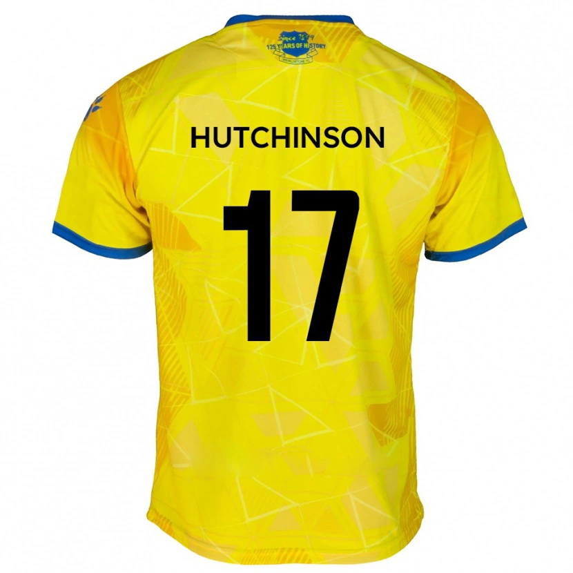 Danxen Hombre Camiseta Dom Hutchinson #17 Amarillo Azul 2ª Equipación 2025/26 La Camisa