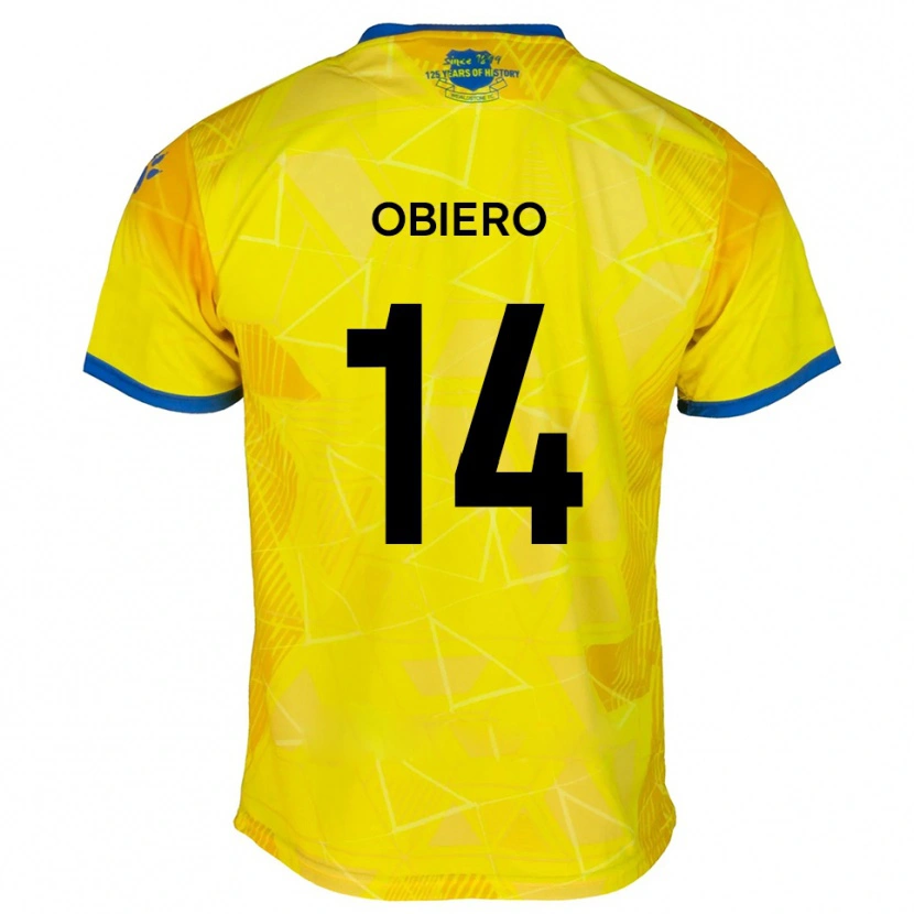 Danxen Hombre Camiseta Micah Obiero #14 Amarillo Azul 2ª Equipación 2025/26 La Camisa
