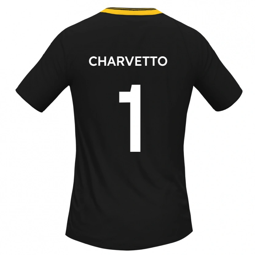 Danxen Hombre Camiseta Michael Charvetto #1 Negro Amarillo 2ª Equipación 2025/26 La Camisa