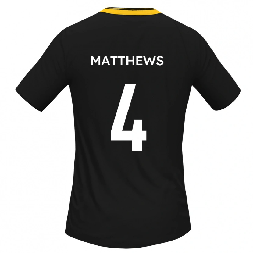 Danxen Hombre Camiseta Anton Matthews #4 Negro Amarillo 2ª Equipación 2025/26 La Camisa