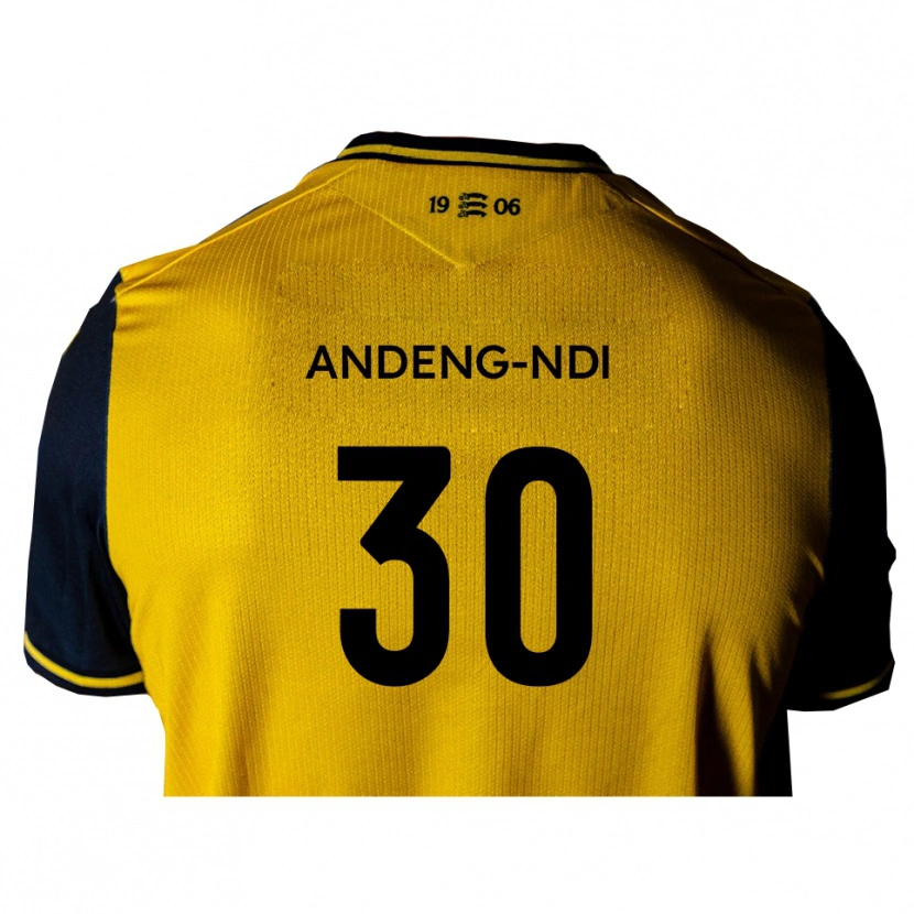 Danxen Hombre Camiseta Collin Andeng-Ndi #30 Amarillo Negro 2ª Equipación 2025/26 La Camisa