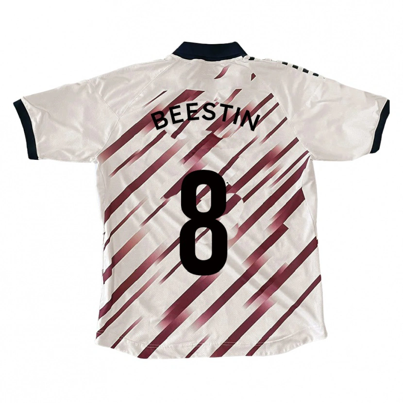 Danxen Hombre Camiseta Alfie Beestin #8 Blanco Rojo 2ª Equipación 2025/26 La Camisa