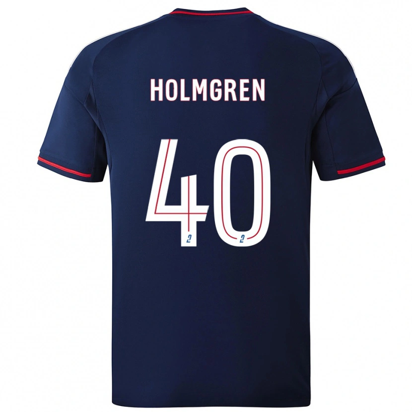 Danxen Hombre Camiseta Emma Holmgren #40 Azul Marino Rojo 2ª Equipación 2025/26 La Camisa