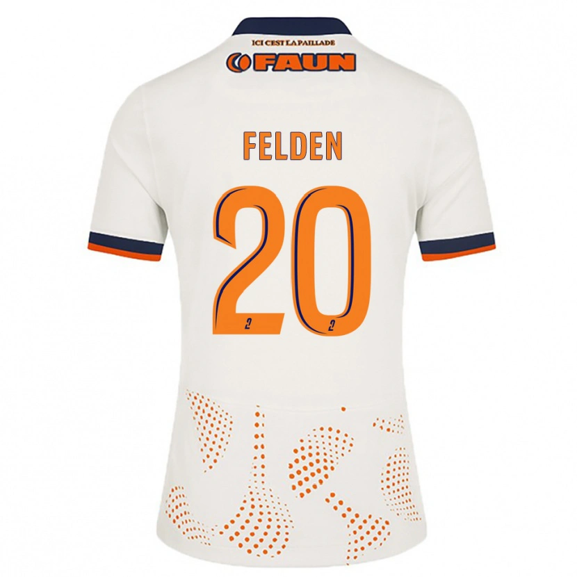 Danxen Hombre Camiseta Agathe Felden #20 Blanco Naranja 2ª Equipación 2025/26 La Camisa