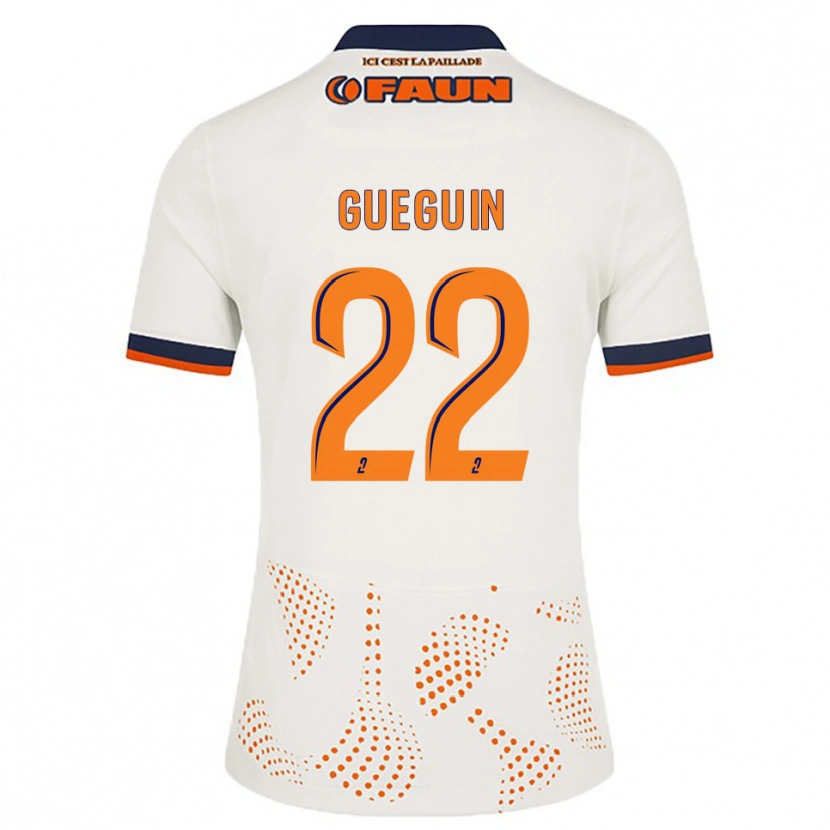Danxen Hombre Camiseta Axel Guéguin #22 Blanco Naranja 2ª Equipación 2025/26 La Camisa