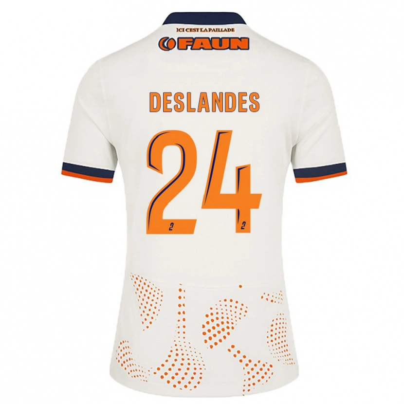 Danxen Hombre Camiseta Océane Deslandes #24 Blanco Naranja 2ª Equipación 2025/26 La Camisa