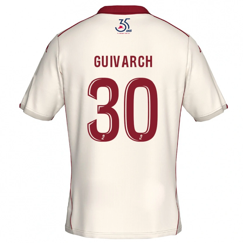 Danxen Hombre Camiseta Théo Guivarch #30 Blanco Borgoña 2ª Equipación 2025/26 La Camisa