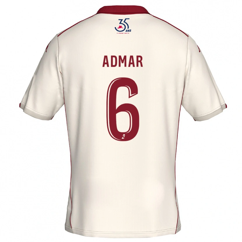 Danxen Hombre Camiseta Marouane Admar #6 Blanco Borgoña 2ª Equipación 2025/26 La Camisa