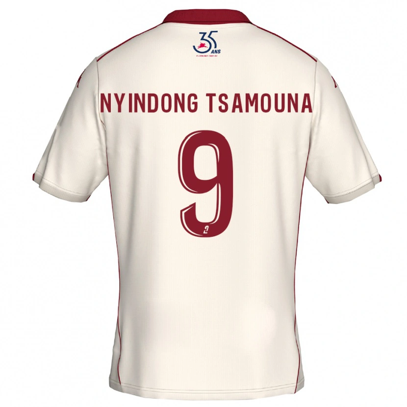 Danxen Hombre Camiseta Jean Nyindong Tsamouna #9 Blanco Borgoña 2ª Equipación 2025/26 La Camisa